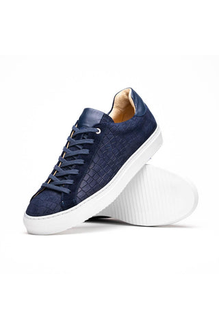 Kobe Embossed Suede Sneaker - Navy-Dellamoda