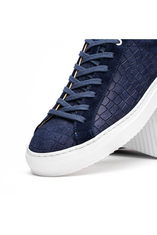 Kobe Embossed Suede Sneaker - Navy-Dellamoda