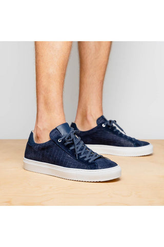 Kobe Embossed Suede Sneaker - Navy-Dellamoda