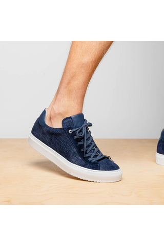 Kobe Embossed Suede Sneaker - Navy-Dellamoda