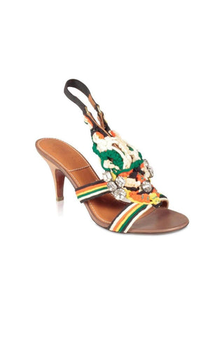 Lanvin Women's Designer Shoes Rainbow Multi-Color Jewel Woven Leather Sandals (LANVIN-1501)