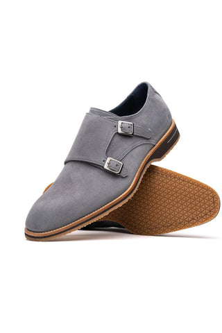 Legerra Suede Double Monk-Strap - Gray-Dellamoda