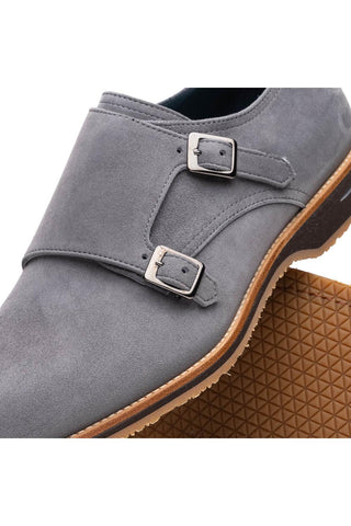 Legerra Suede Double Monk-Strap - Gray-Dellamoda