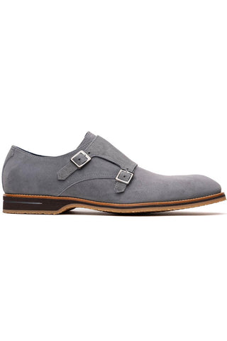 Legerra Suede Double Monk-Strap - Gray-Dellamoda