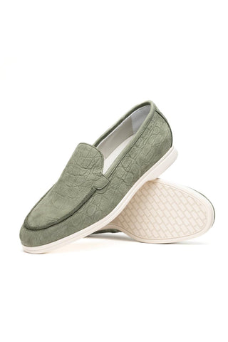 Livorno Nubuck Loafer - Celery-Dellamoda