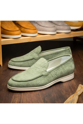 Livorno Nubuck Loafer - Celery-Dellamoda