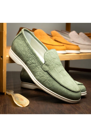 Livorno Nubuck Loafer - Celery-Dellamoda