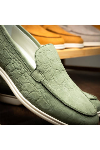 Livorno Nubuck Loafer - Celery-Dellamoda