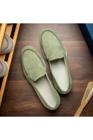 Livorno Nubuck Loafer - Celery-Dellamoda