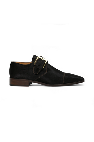 Lowe Valentini Designer Brown Pony Gold-Plated Monk-Straps Loafers (LDM02)