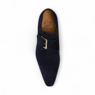 Lowe Valentini Designer Men's Designer Shoes Navy Suede Gold-Plated Monk-Straps Loafers (LDM04)-AmbrogioShoes