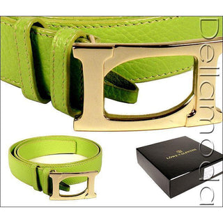 Lowe Valentini Belts Green Leather with Silver Buckle Finish (LV2550)-AmbrogioShoes