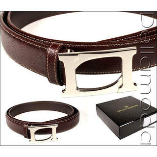 Lowe Valentini Belts Brown Leather with Silver Finish Buckle (LV2549)-AmbrogioShoes