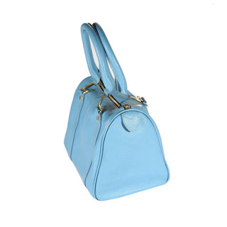 Lowe Valentini Women Blue Italian Deer-Skin Leather Medium Handbag (LV3001)-AmbrogioShoes
