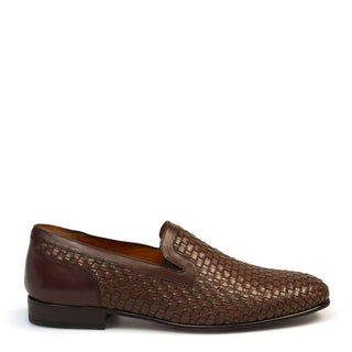 Luxurious Handmade Mezlan Eliseo Mens Shoes Brown Woven Italian Calfskin Loafers 8380 (MZ2500)-AmbrogioShoes