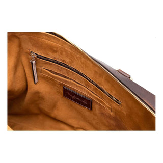 Maglieriapelle's Tobacco Brown Kozan Crocodile Print Leather Hand Bag (MGH1001)-AmbrogioShoes