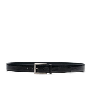 Magnanni 1166 Men's Black Exotic Tejulington Lizard Belt (MAGB1044)-AmbrogioShoes