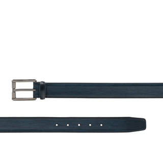 Magnanni 1539 Dali Men's Navy Solf Patina Calf-Skin Leather Belt (MAGB1012)-AmbrogioShoes