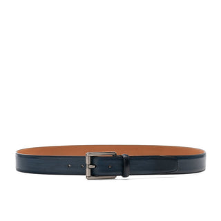 Magnanni 1539 Dali Men's Navy Solf Patina Calf-Skin Leather Belt (MAGB1012)-AmbrogioShoes