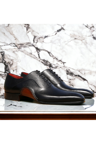 Magnanni 20120 Sanchez II Black Grabado Embossed / Calf-Skin Leather Oxfords (MAGS1122)
