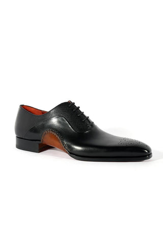 Magnanni 20120 Sanchez II Black Grabado Print / Calf-Skin Leather Oxfords (MAGS1122)-AmbrogioShoes