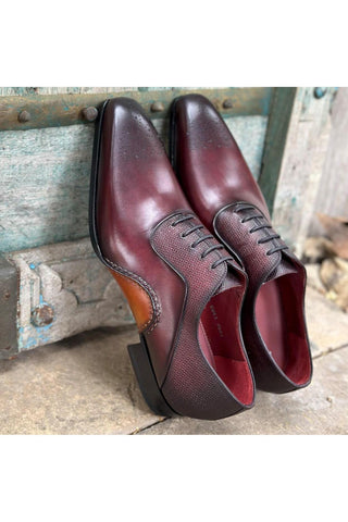 Magnanni 20120 Sanchez II Burgundy Grabado Embossed / Calf-Skin Leather Oxfords (MAGS1134)