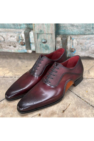 Magnanni 20120 Sanchez II Burgundy Grabado Embossed / Leather Oxfords (MAGS1134)