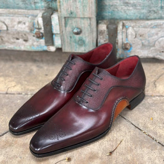Magnanni 20120 Sanchez II Burgundy Grabado Print / Calf-Skin Leather Oxfords (MAGS1134)-AmbrogioShoes
