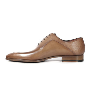 Magnanni 20120 Sanchez II Men's Shoes Taupe Grabado Print / Calf-Skin Leather Oxfords (MAGS1130)-AmbrogioShoes