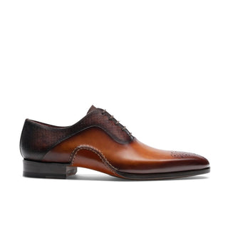 Magnanni 20120 Sanchez II Men's Shoes Two-Tone Brown Grabado Print / Calf-Skin Leather Oxfords (MAGS1004)-AmbrogioShoes