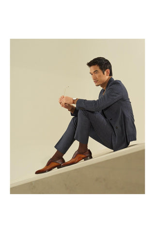 Magnanni 20120 Sanchez II Two-Tone Brown Grabado Embossed / Calf-Skin Leather Oxfords (MAGS1004)