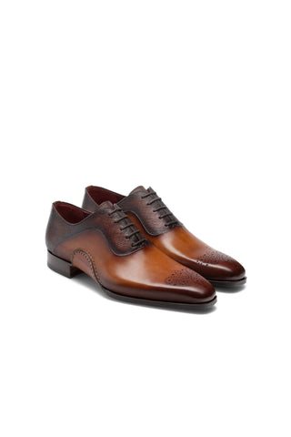 Magnanni 20120 Sanchez II Two-Tone Brown Grabado Embossed / Leather Oxfords (MAGS1004)