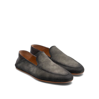 Magnanni 21777 Heston Men's Shoes Gray & Brown Full Grain / Suede Leather Slip-On Loafers (MAG1053)-AmbrogioShoes