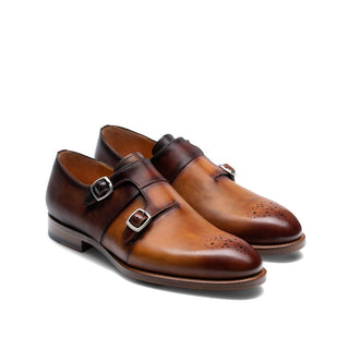 Magnanni 22338 Maurici Men's Shoes Two-Tone Brown Calf-Skin Leather Monk-Straps Loafers (MAG1040)-AmbrogioShoes