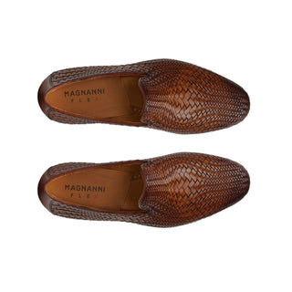 Magnanni 22702 Herrera Brown Woven Leather Slip-On Loafers (MAGS1009)-AmbrogioShoes