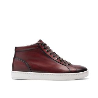 Magnanni 23415 Elonso-Mid Cognac Men's Shoes Tinto Burgundy Calf-Skin Leather High-top Sneakers (MAG1025)-AmbrogioShoes
