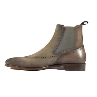 Magnanni 23501 Safari Gray Suede / Patina Leather Chelsea Boots (MAGS1086)-AmbrogioShoes