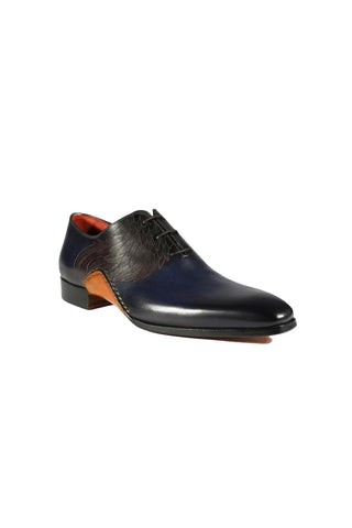 Magnanni 24133 Navy & Gray Patina Leather Whole-cut Oxfords (MAGS1093)-AmbrogioShoes