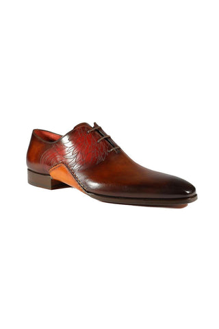 Magnanni 24133 Tobacco & Red Patina Leather Whole-cut Oxfords (MAGS1094)-AmbrogioShoes