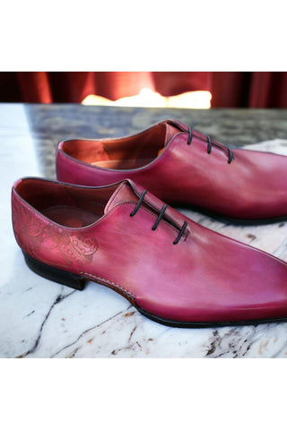 Magnanni 24140 Flamenco Pink Patina Leather Whole-Cut Oxfords (MAGS1096)-AmbrogioShoes