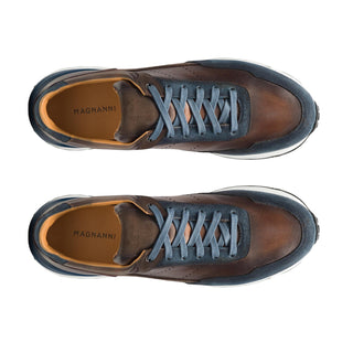 Magnanni 24454 Bravo Men's Shoes Navy & Brown Suede / Nubuck Leather Lace-Up Sneakers (MAGS1112)-AmbrogioShoes