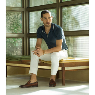 Magnanni 24461 Herman Boltiarcade Cognac Woven Leather Penny Loafers (MAGS1080)-AmbrogioShoes