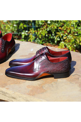 Magnanni 24834 Hayos Burgundy Laser Print / Calf-Skin Leather Derby (MAGS1123)-AmbrogioShoes