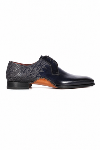 Magnanni 24834 Hayos Navy Laser Embossed / Calf-Skin Leather Derby (MAGS1133)