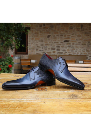 Magnanni 24834 Hayos Navy Laser Print / Calf-Skin Leather Derby (MAGS1133)-AmbrogioShoes