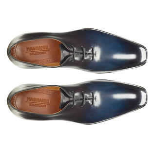 Magnanni Alexander 22972 Navy & Gray Calf-Skin Leather Whole-Cut Oxfords (MAGS1108)-AmbrogioShoes
