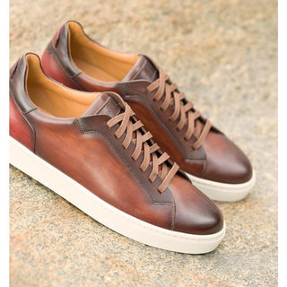 Magnanni Amadeo Cognac & Brown Calf-Skin Leather Casual Sneakers (MAGS1014)-AmbrogioShoes