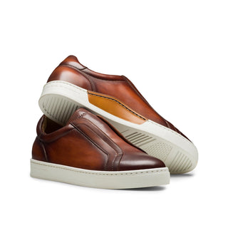 Magnanni Gasol 23957 Men's Shoes Cognac Calf-Skin Leather Laceless Casual Sneakers (MAGS1147)-AmbrogioShoes