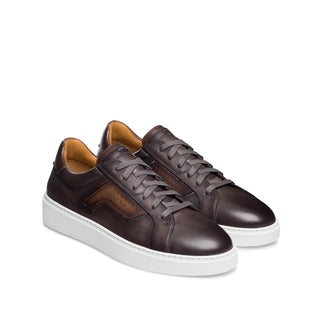Magnanni Phoenix 25349 Men's Shoes Gray & Brown Calf-Skin Leather Casual Sneakers (MAGS1145)-AmbrogioShoes