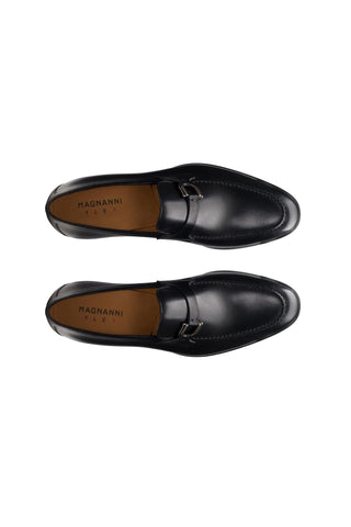Magnanni Silvano 24385 Black Leather Buckle Slip-On Loafers (MAGS1139)